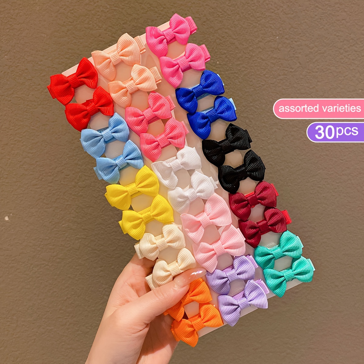 30pcs Cute Colorful Hair Clips, Non-Damaging Polyester Bow Accessories for All Seasons and Casual Attire