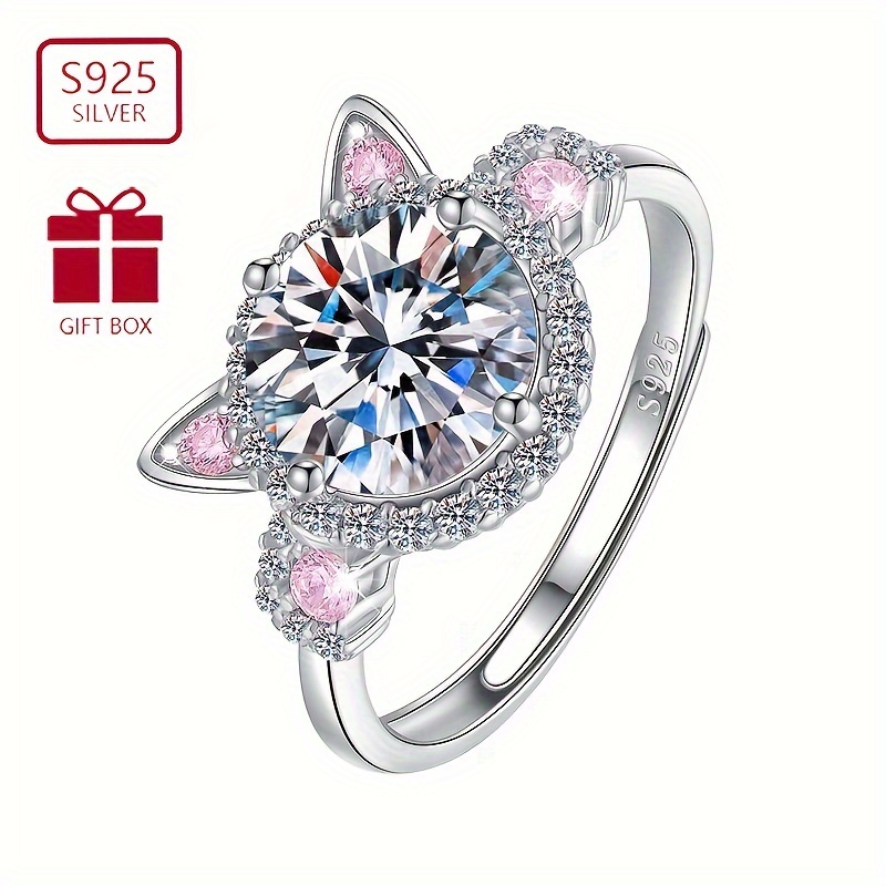 

925 Sterling Paws Ring With Pink Gems - Perfect Gift For Her Wedding Or Anniversary