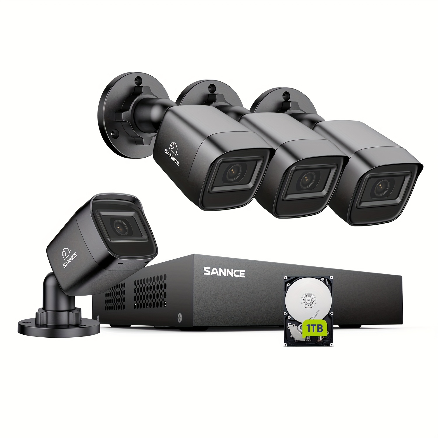 Image of Sannce 8ch 1080p Security Camera -in-1 Cctv Dvr Video Recorder With 4 Wired Security Cameras With 1tb Hard Drive, Night Vision, Email Alarm.
