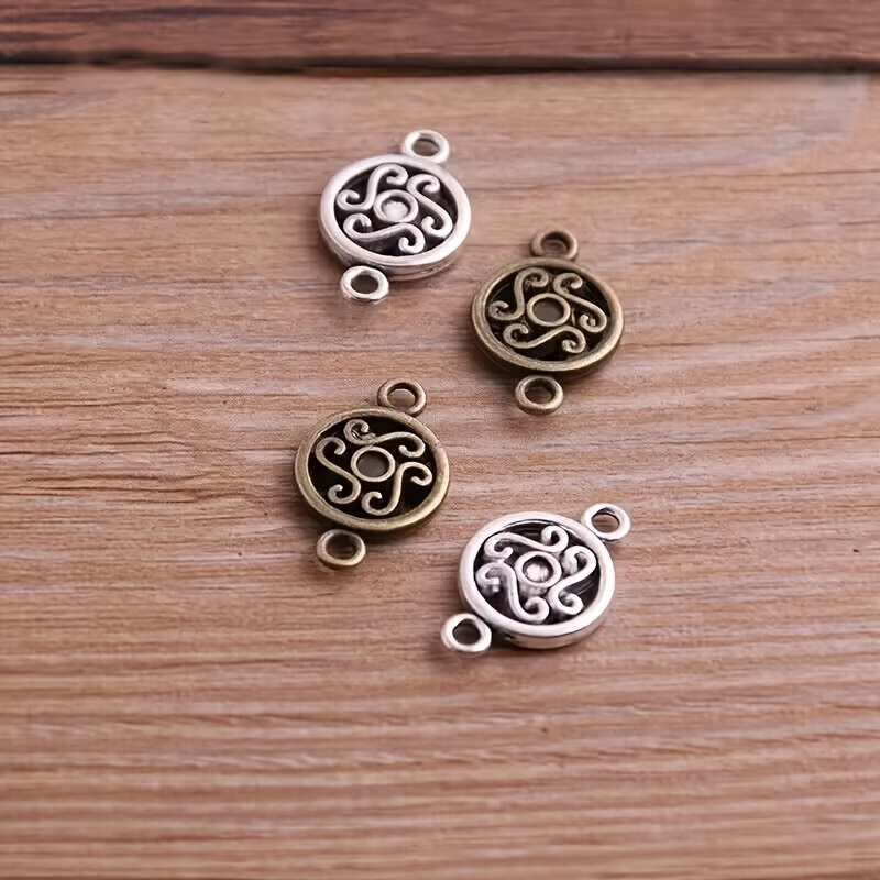 

120pcs Alloy Geometric Flower Pendants, 12x19mm Hollow Connectors, Making Accessories