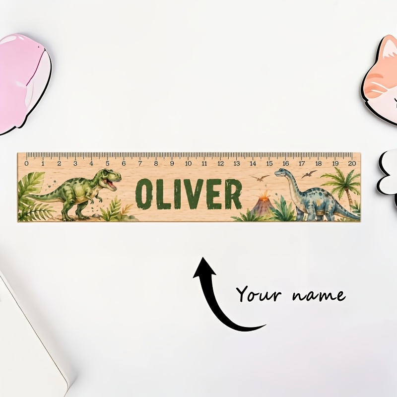 Image of 1pc Custom Name Wooden Ruler, Personalized School Gift With Unicorn, Race Car & Space Themes, 20cm Measuring Tool, Perfect Back To School Or Birthday Present Mathematical Instruments