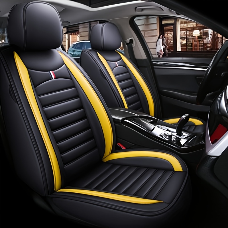 Image of 2pcs Premium Pu Leather Car Seat Covers, Comfortable Filled Waterproof Wear-resistant Seat Covers For Most European Modern Cars