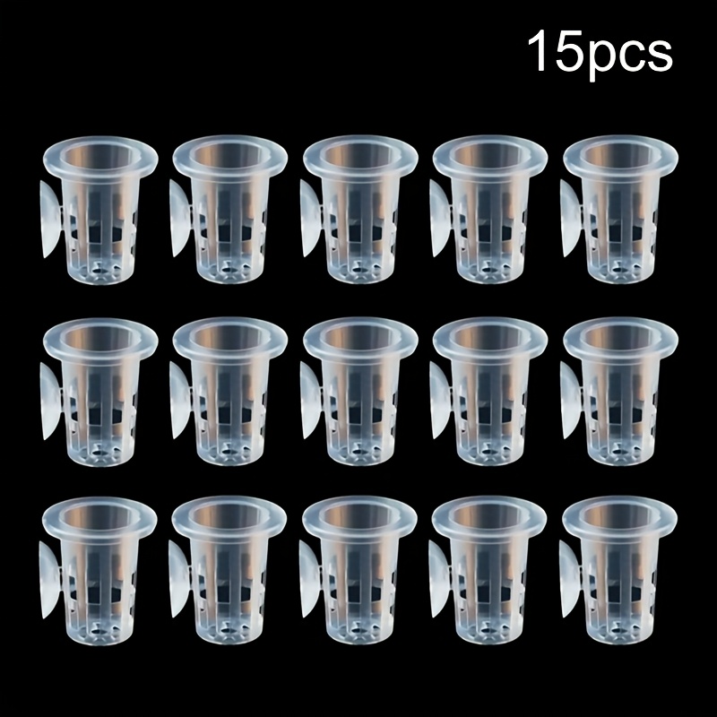 TEMU Lot de 15 godets de plantation en plastique transparent pour aquarium avec base à ventouse - Récipient de transparent pour plantes aquatiques