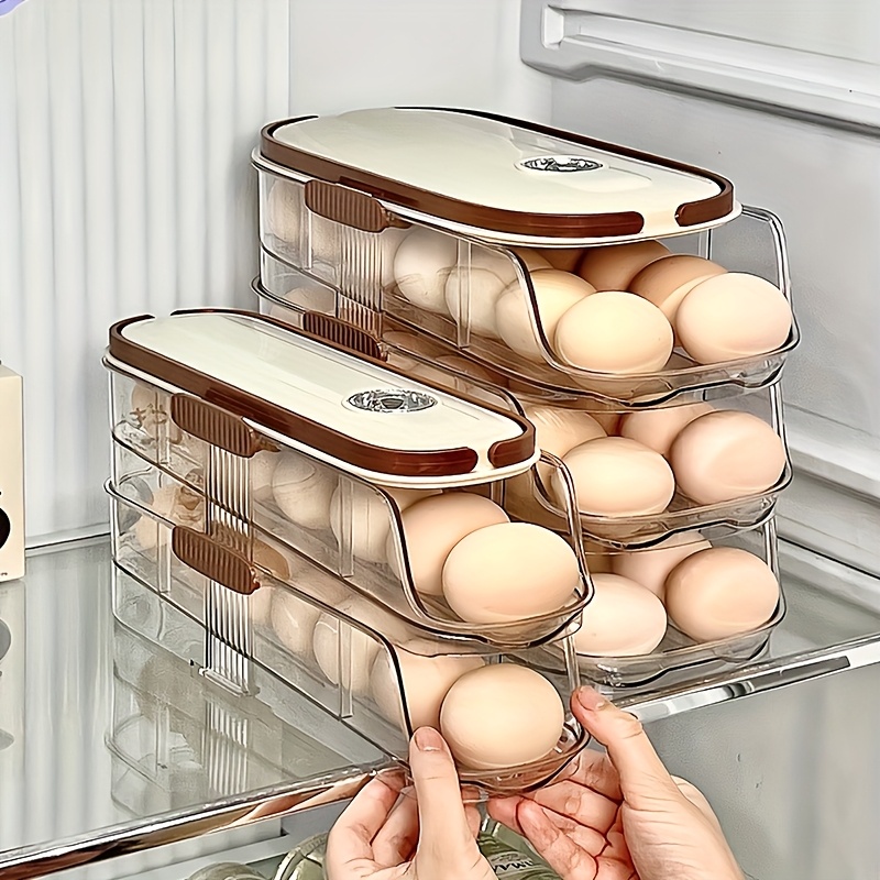 Eierspender Für Kühlschrank – 3-stöckig, 16 Eier, Automatisches Roll-Design, Platzsparend