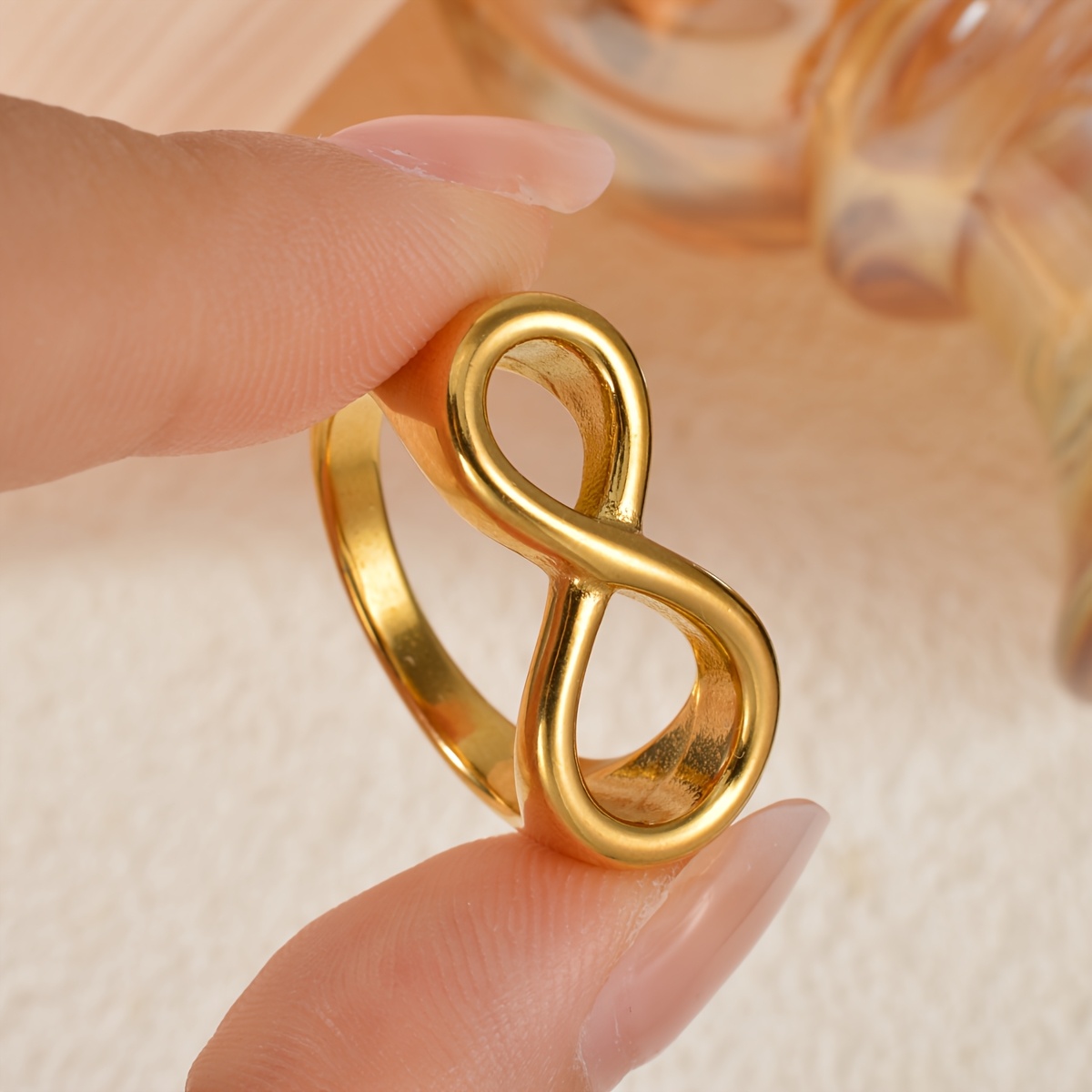 Women's Minimalist Infinity Symbol Twisted 8-Shaped Ring, Timeless Gift