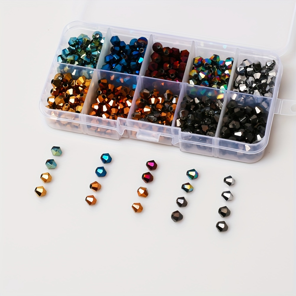 

950/450pcs Boxed Glass Beads 4/6mm Crystal Point Beads 10 Colors Diy Decoration Beads