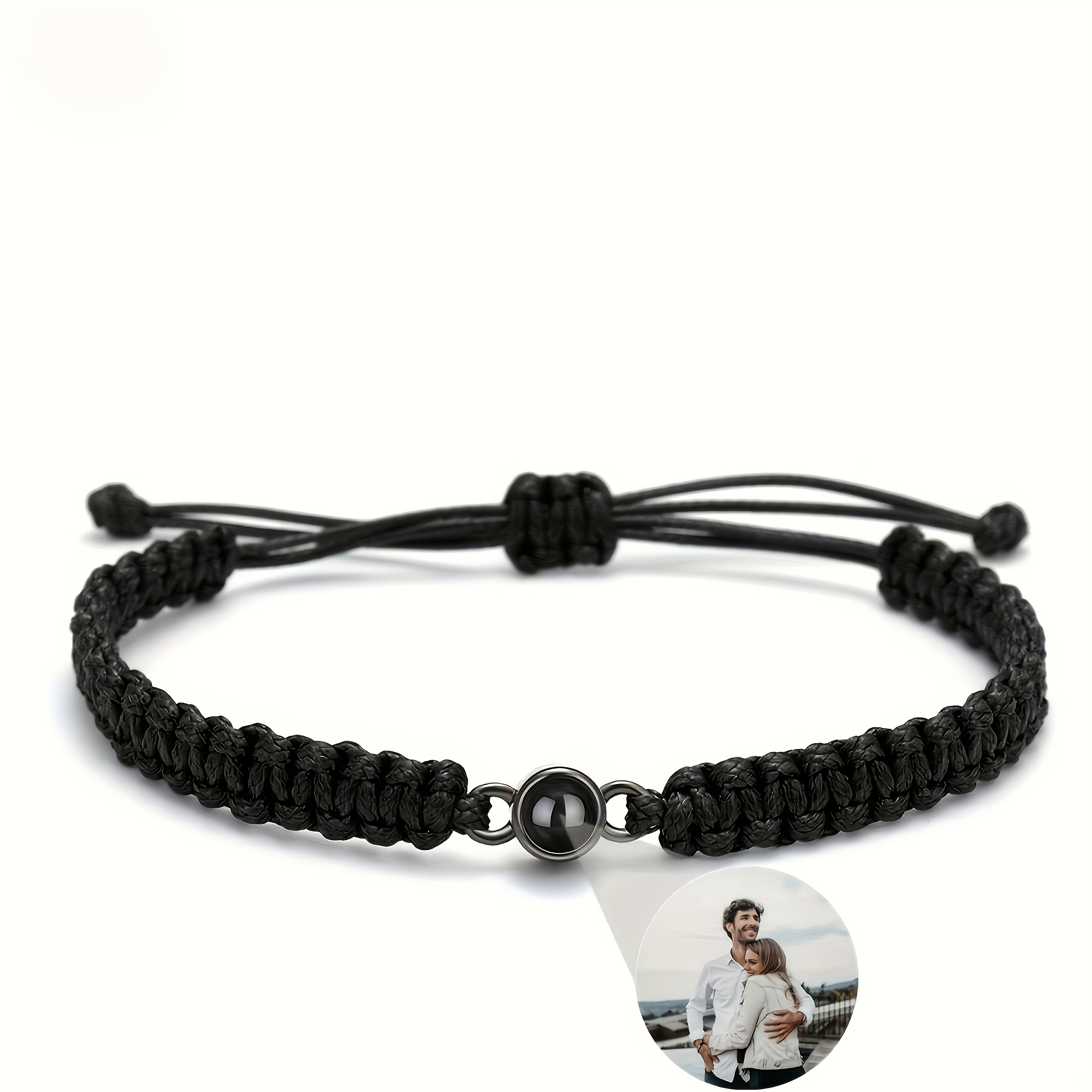 E-shop Personalisiertes Foto-Projektionsarmband, personalisiertes Paar-Bestie-Handwebseilarmband, Unisex-Boho-Modeschmuck, einfaches Design,