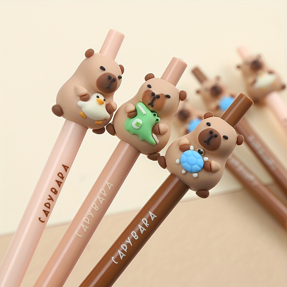 

Capybara Gel Ink Rollerball Pens Set, Medium Point, Plastic Material, 3/6pcs Pack, Cute Capybara Design Writing Pens For Office And School Supplies.
