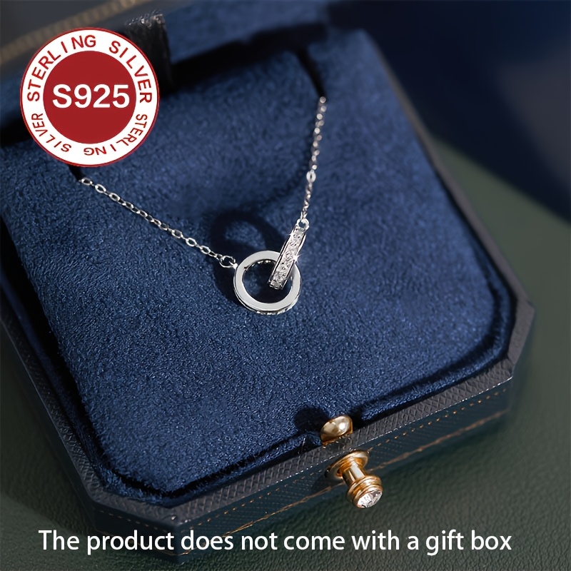 popular   elegant 925 sterling silver double   necklace with cubic synthetic zirconia white   daily wear valentines day mothers day gift with rust proof box hypo allergy clavicle chain multifunctional Product details 2