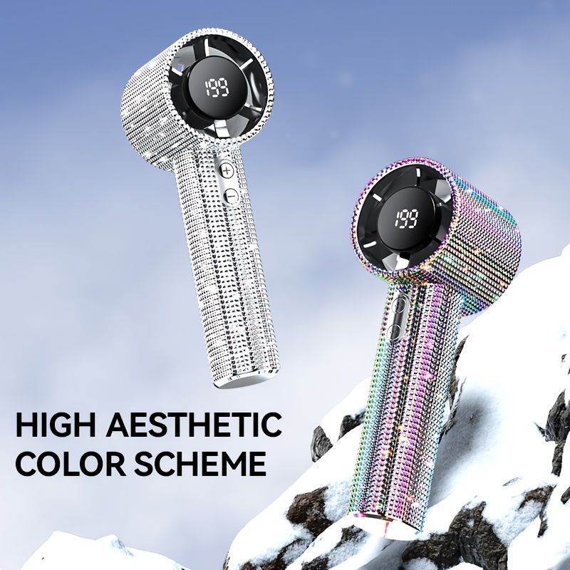  diamond portable fan portable handheld turbine fan 1 199 wind speed settings diamond handheld fan rechargeable with suitable for and outdoor activities color Product details 0