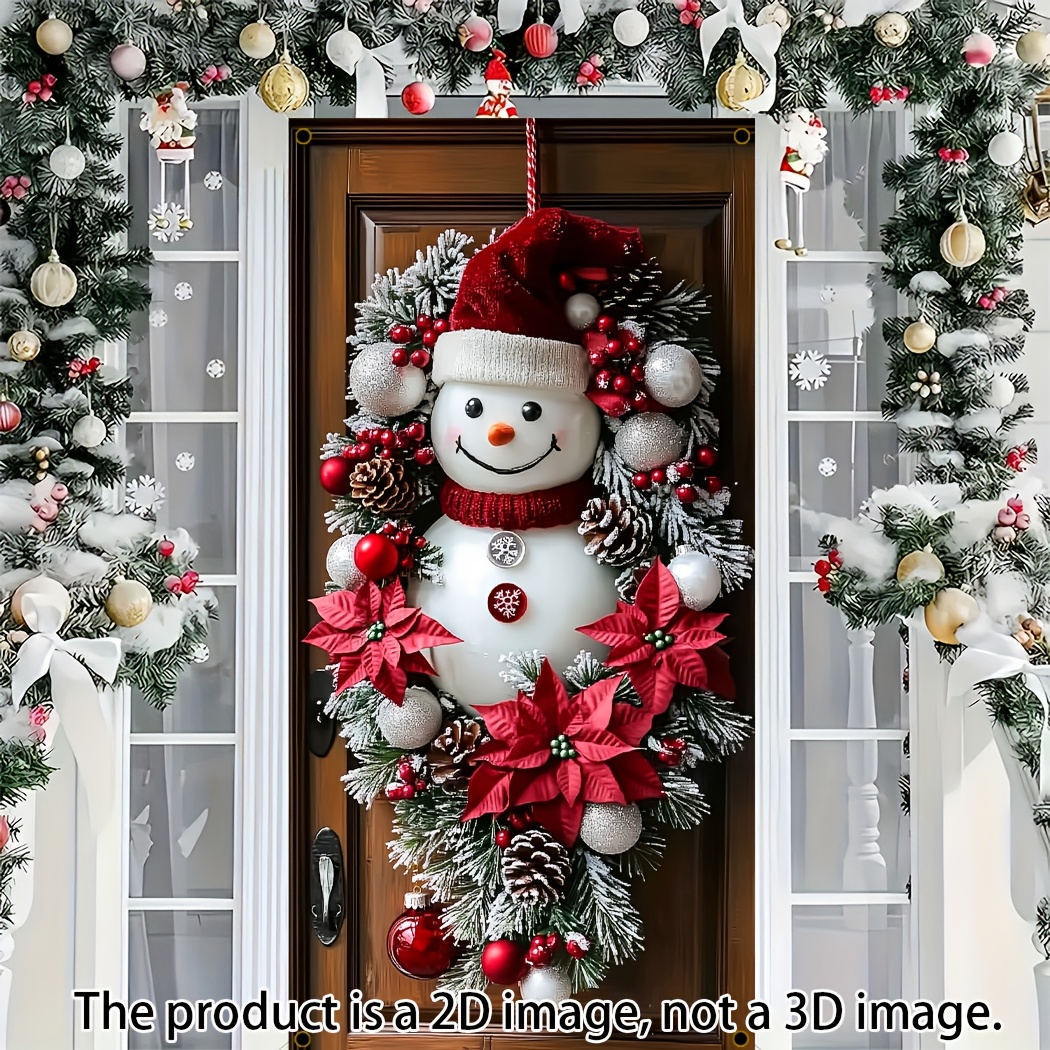 

2d 1pc Christmas Decoration Winter Decoration Over-the-door Flag With For Christmas Decorations &winter Decoration, No Batteries Required