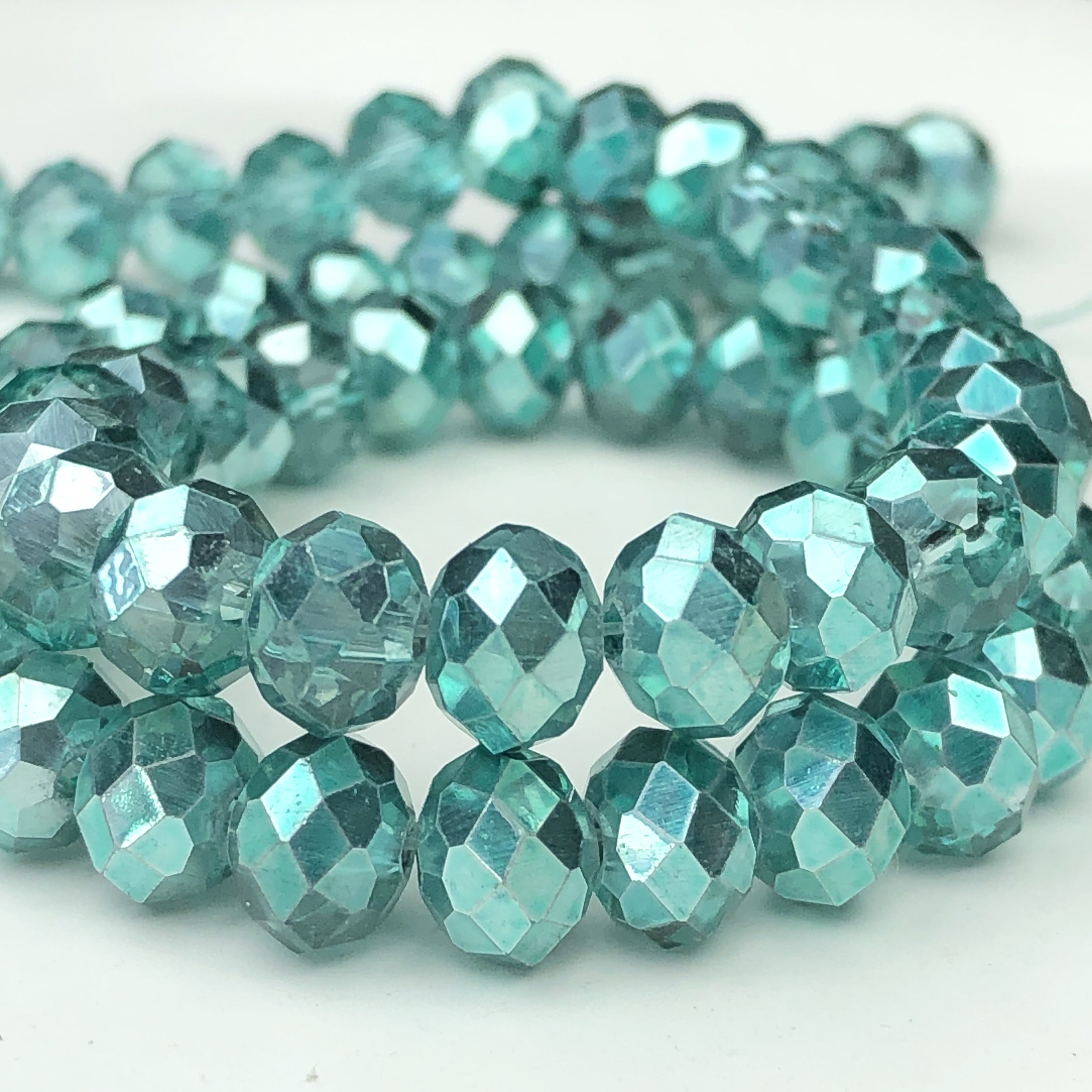 

4/6/8mm Ab Mint Blue Cut Wheel Flat Beads Artificial Crystal Loose Spacer Beads For Diy Handmade Bracelets, Earrings, Necklaces, Jewelry Making, Wedding