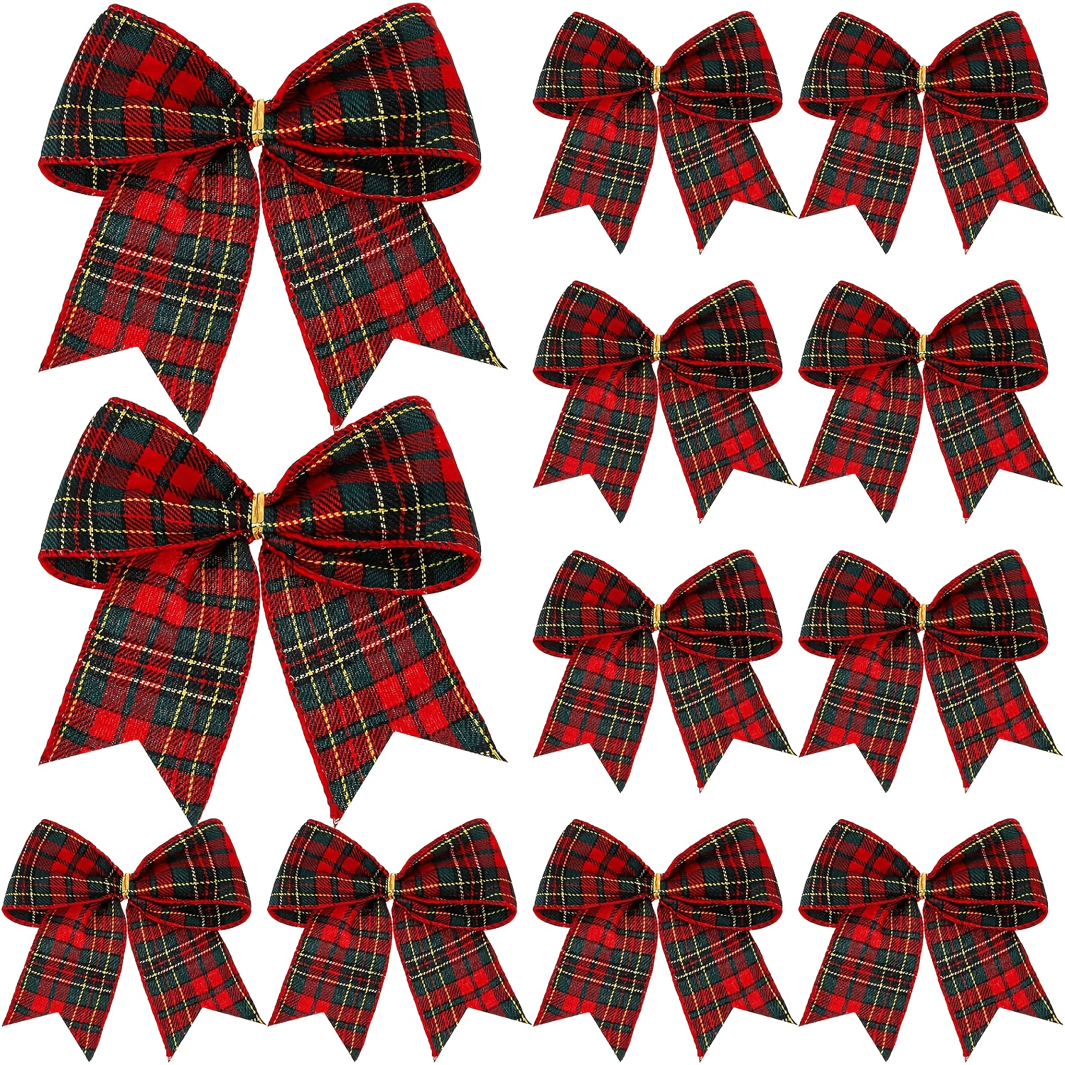 TEMU 12pcs Christmas Bow Decorations, 15.24cm Christmas Bows, Bow Wreath Decor For Christmas Tree Wreath, Diy Crafts For Home Indoor And Outdoor