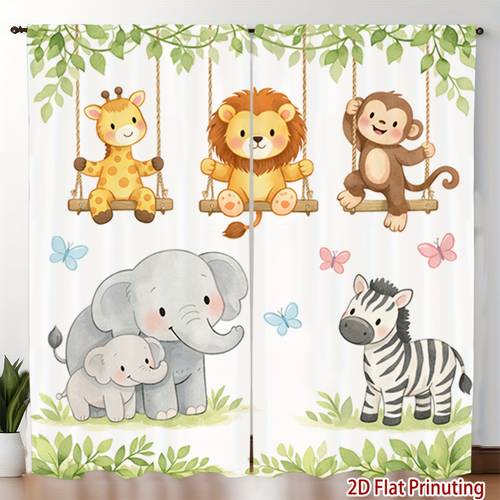 product 2pcs printed curtains soft light privacy protection pocket rod installation suitable for living room kitchen bedroom study balcony apartment home decor curtain rod not included