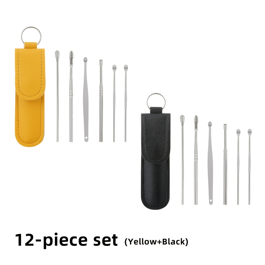12pcs Set, Household Portable Ear Scoop, Spiral Spring Ear Picking Tool, Ear Picking Spoon Set