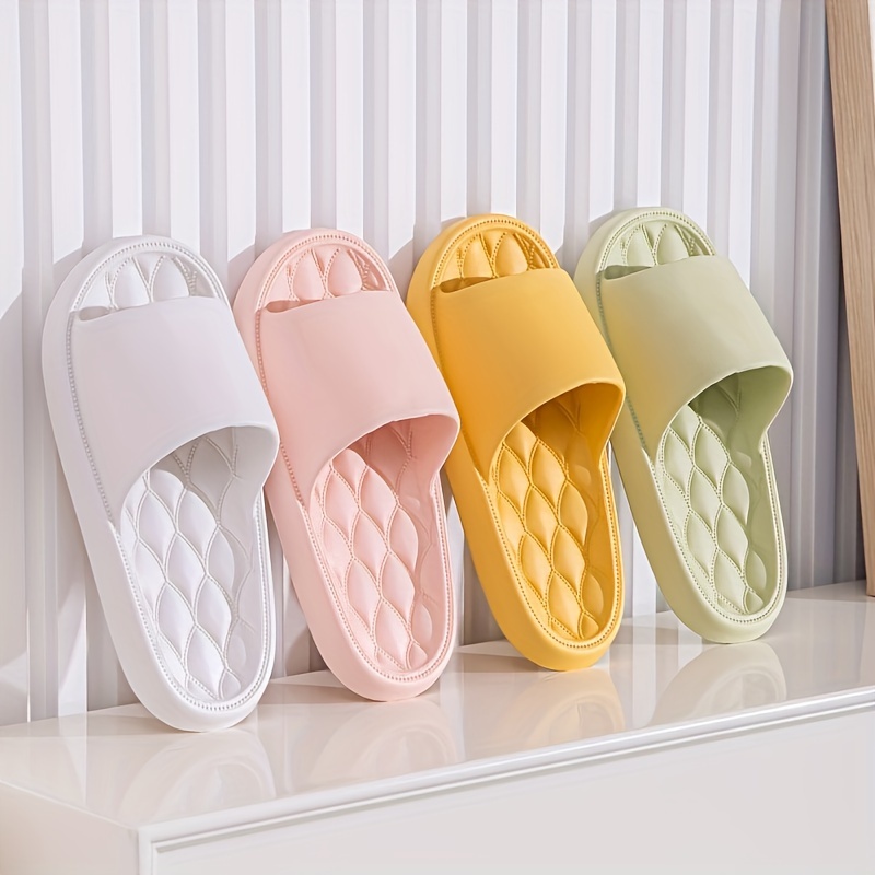 

Unisex Solid Colour Open Toe Breathable Slippers, Comfy Non Slip Casual Soft Sole Eva Slides For Men's & Women's Indoor Activities