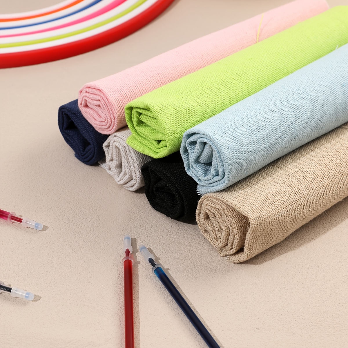 Embroidery Fabric Set, 3/7pcs 30x30cm, 7 Colors