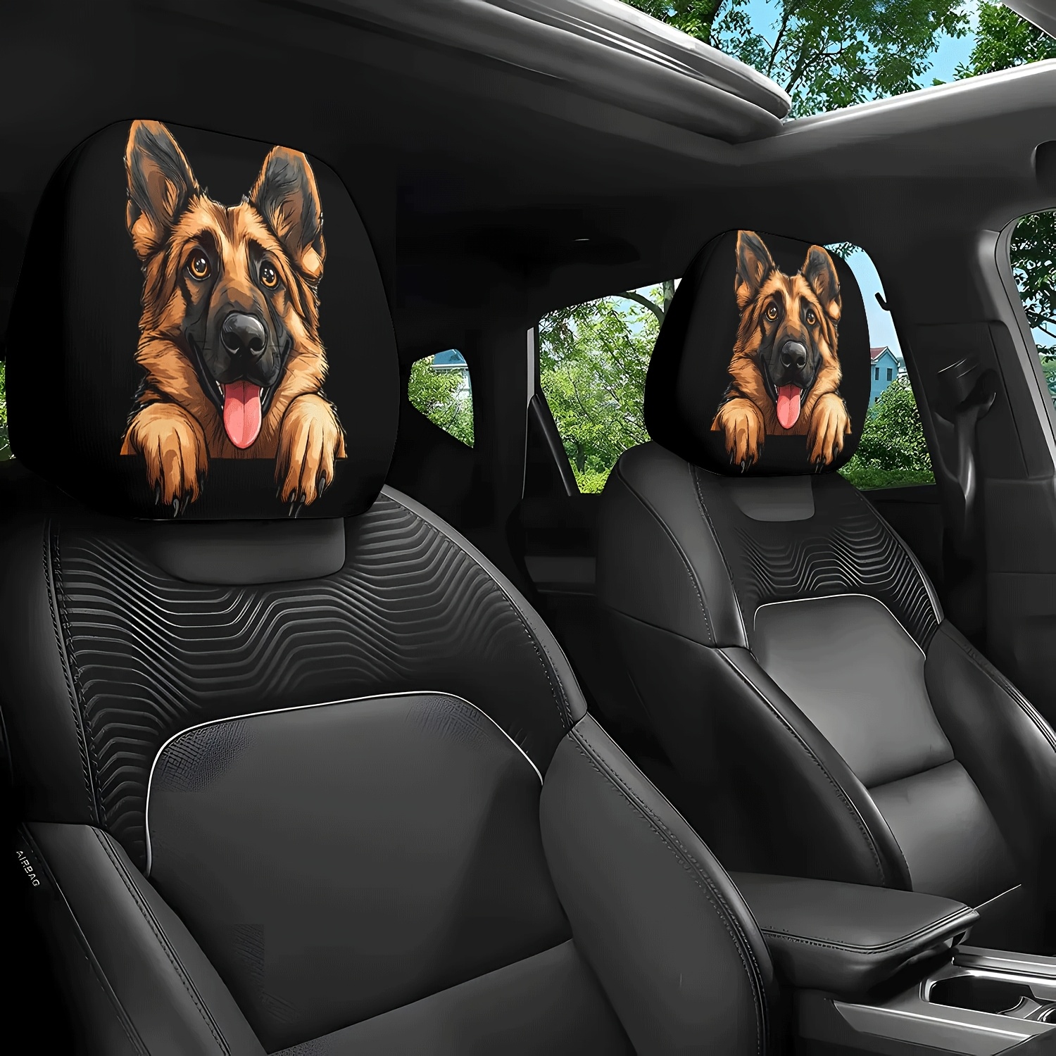 Produktbild von Autositz Bezug Mütze 4 Stück Auto Kopfstützenbezüge – Lustige Mützen-Designs, Universal, Waschbar Auto Kopfstützenbezug Lustig