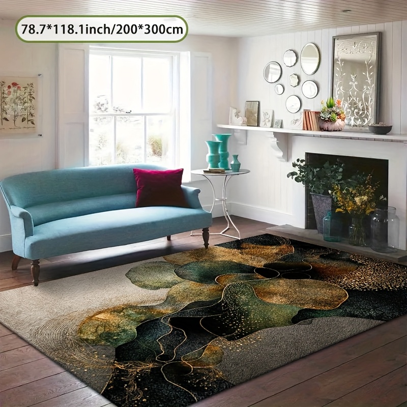 TEMU 1pc Compatible For Living Room Bedroom - Soft Abstract Modern Carpet Suitable For / Use, Area Carpet (â¥2.16mÂ²) & Longest Side (â¥1.8), Machin