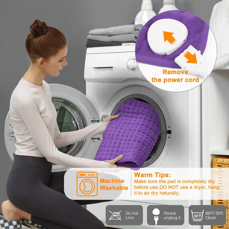 extra large heating pad - extra wide 24x12in (2x larger than most) with 6 temp settings (up to 150°f/65°c) & auto shut-off timer (2h), portable electric heating pad with plug- , machine washable for back, neck, legs, shoulders, knees, belly - ideal christmas gift for home, office, spa use - ideal for & everyday use, , cozy accessory, durable construction, adjustable , home Product details 6