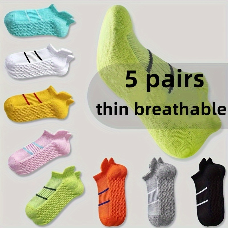 

5 Pairs Unisex Ankle Socks, Breathable & Comfy Compression Athletic Socks, Women's Stockings & Hosiery