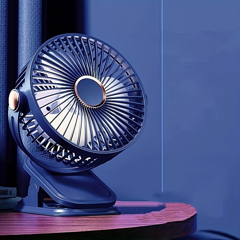 Turbo Desk Fan Rechargeable With 8000mAh Battery, Dual Fans, 5 LED Lights, 180° Adjustable For Office & Camping