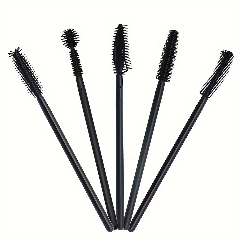 

Set Of 5 Mascara Brushes With Silicone Bristles - Unscented Wand Eyelash Combs & Eyebrow Separators For Normal Skin, Abs Plastic Handle