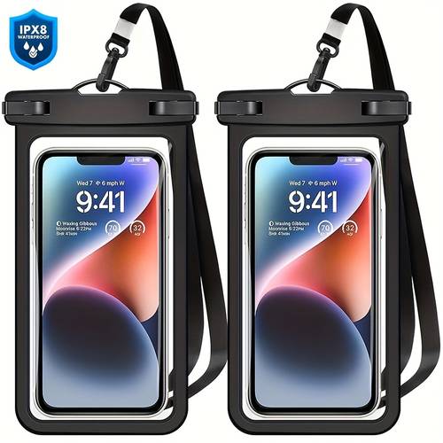 set of 2 phone pouches with featuring a tpu touch sensitive screen compatible with for iphone 16 15 14 13 pro 7 2 inches ideal for beach swimming diving snorkeling