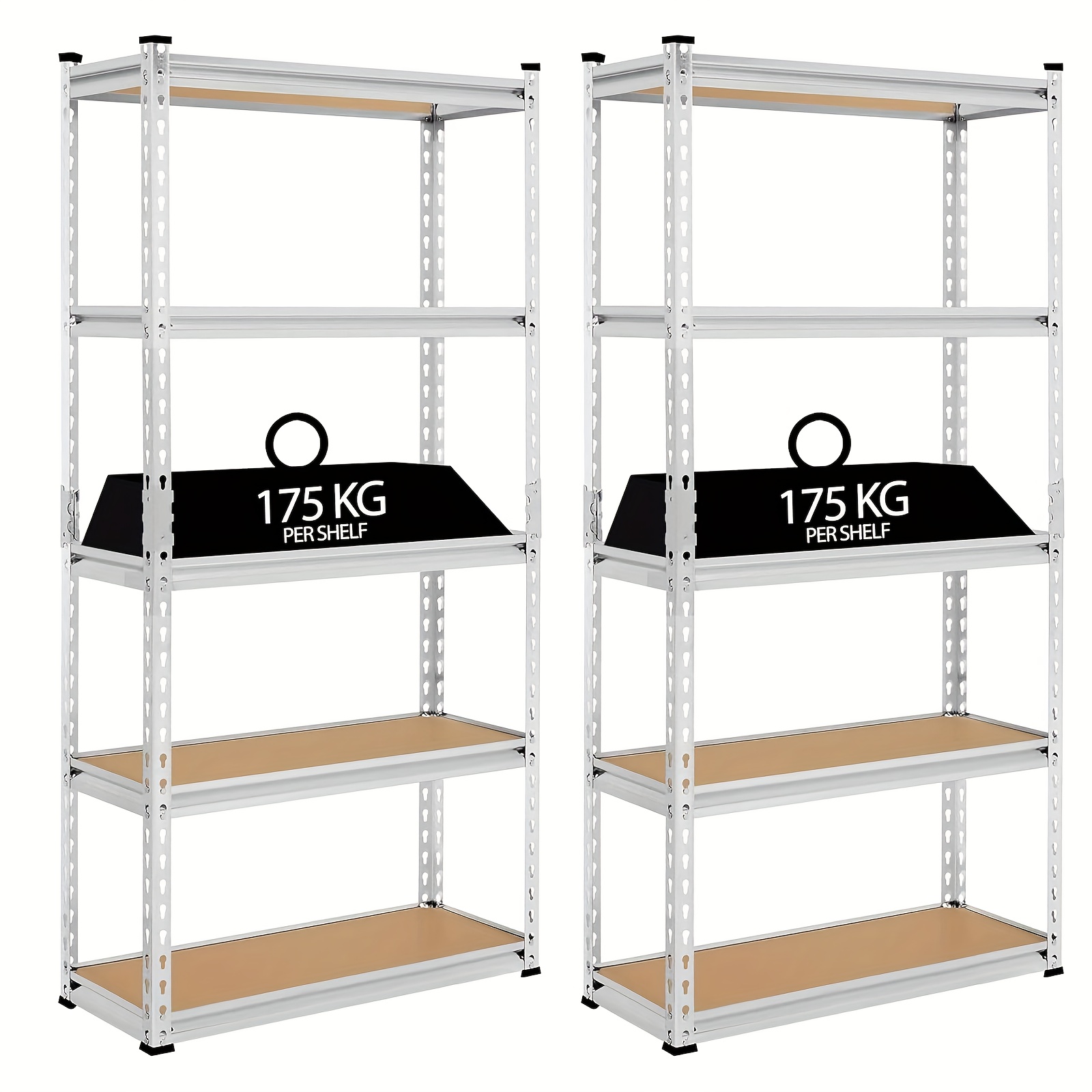 TEMU Set Of 2 Heavy-duty Garage Shelving Units With 5 Tiers, Adjustable Metal Shelving Units, Designed For Industrial Storage. Boltless Assembly