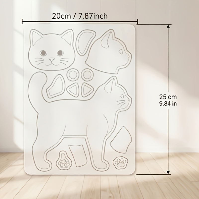 TEMU 子猫パッチワーク人形作成テンプレート、子猫がテーマのパターン付き - ・布製クラフト対応、猫デザイン、趣味の方・プロのクラフター向け