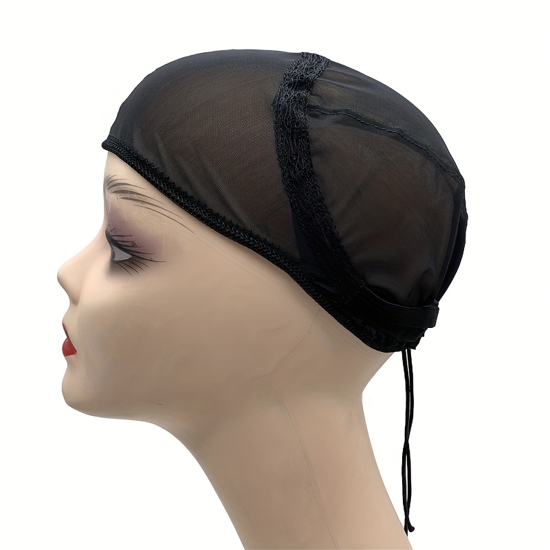 TEMU 1pc 3/4 Chapeau de perruque extensible intégrale, demi-chapeau ajustable avec cordon de serrage, spandex respirant pour la fabrication de