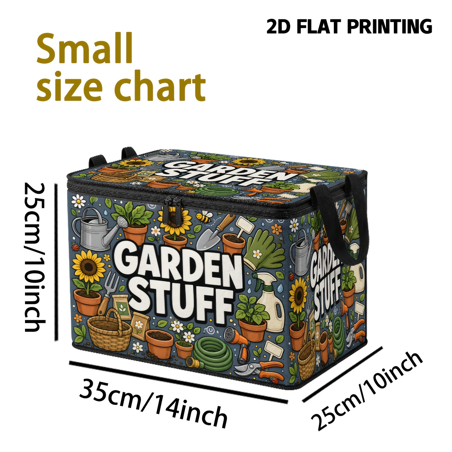 TEMU 1pc Large Capacity Foldable Storage Box With Lid & Double Zipper Closure - Modern Country Doodle Suitable For Clothes, Blankets, Bedding,