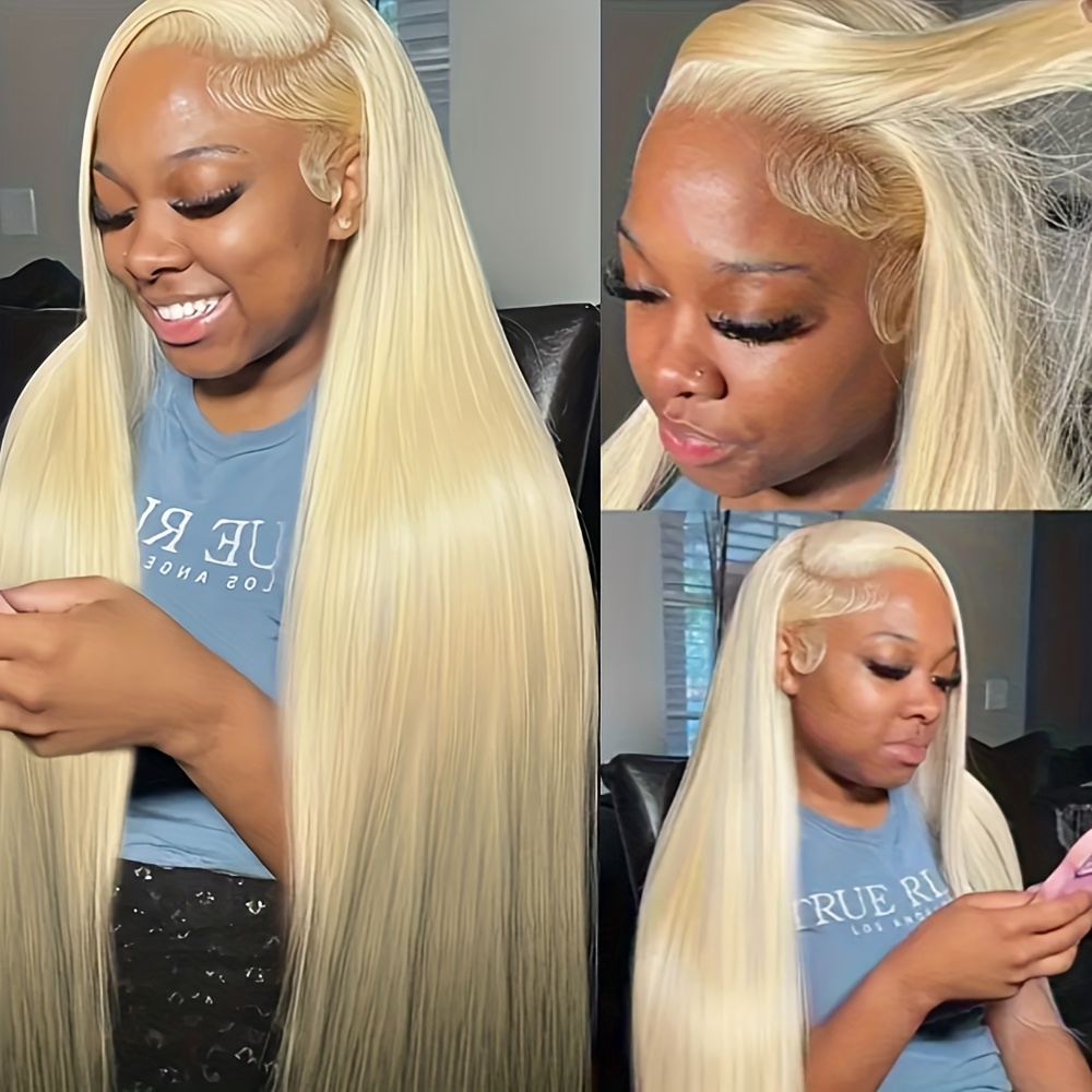 Women'/unisex 613 Blonde Hd Lace Front Wig Glueless - Pre- With Hair, 13x4 Frontal, 180% Density Straight Long Wig, Looking Lace For (28 Inch Blonde)