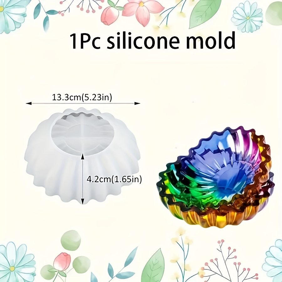 Image of Diy Resin Mold Storage Bowl, Origami Wave Lace Edge Dish Plate, Round Candle Cup, Plaster Cement Mold, Creative Storage Bowl Silicone Mold