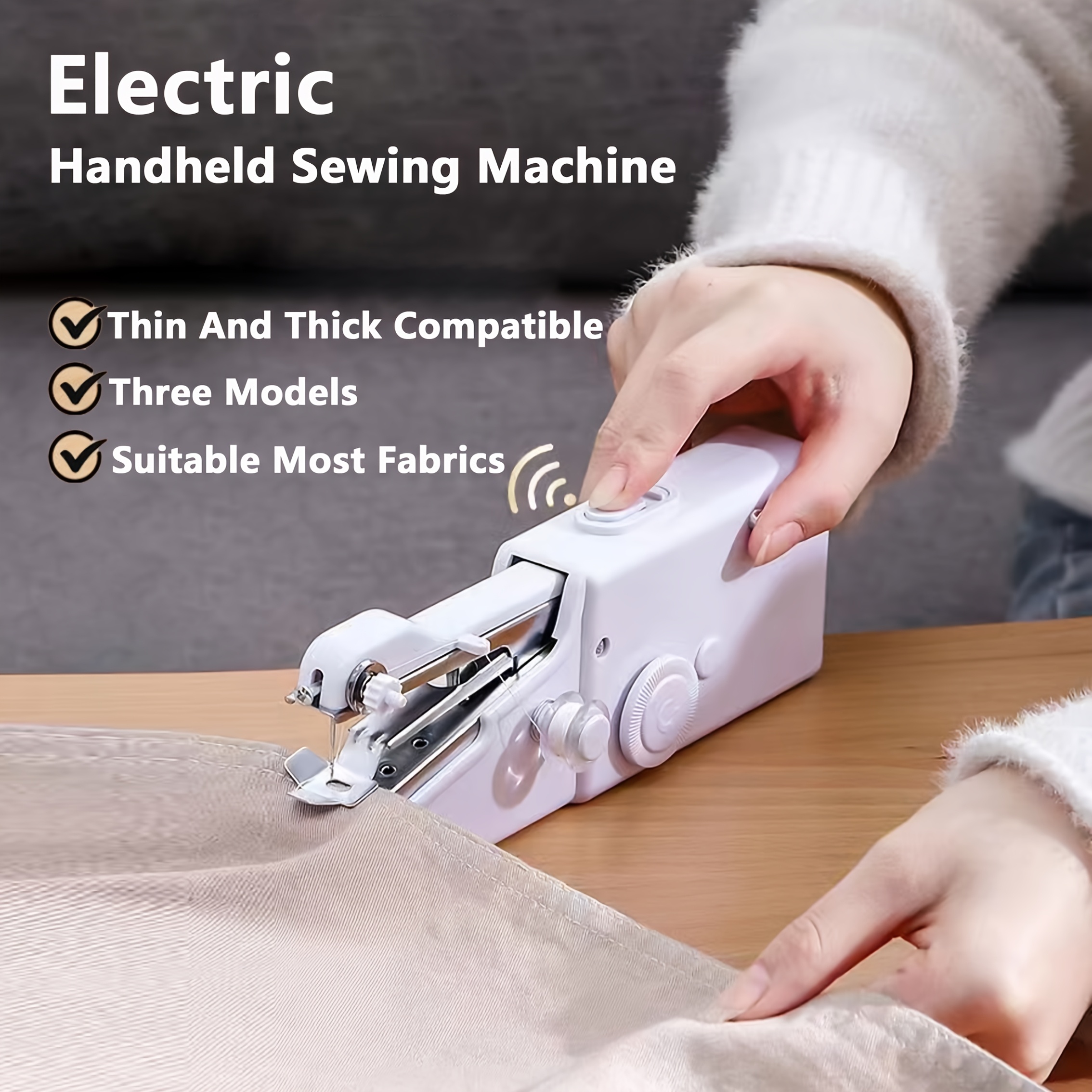 

Portable Mini Handheld Sewing Machine, Electric Quick Tool For Fabric, Cloth & Garment, Battery Operated (aaa), White - Suitable For Thin & Fabrics (batteries Not Included)