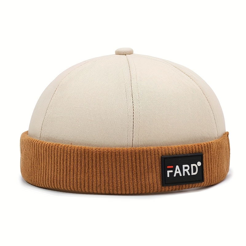 TEMU 1pc Of Spring And Autumn New Retro Color Brimless Yupi Hat, Men's Trendy Fashionable Letter Landlord Hat, Women's Artistic Melon Hat