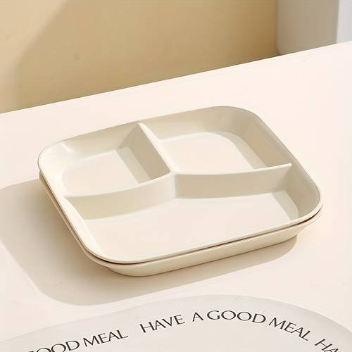 1 2pcs rectangular grid plate fat reducing plate 3 grid plate anti plate school plate happy eid portable food tray suitable for restaurant picnic camping