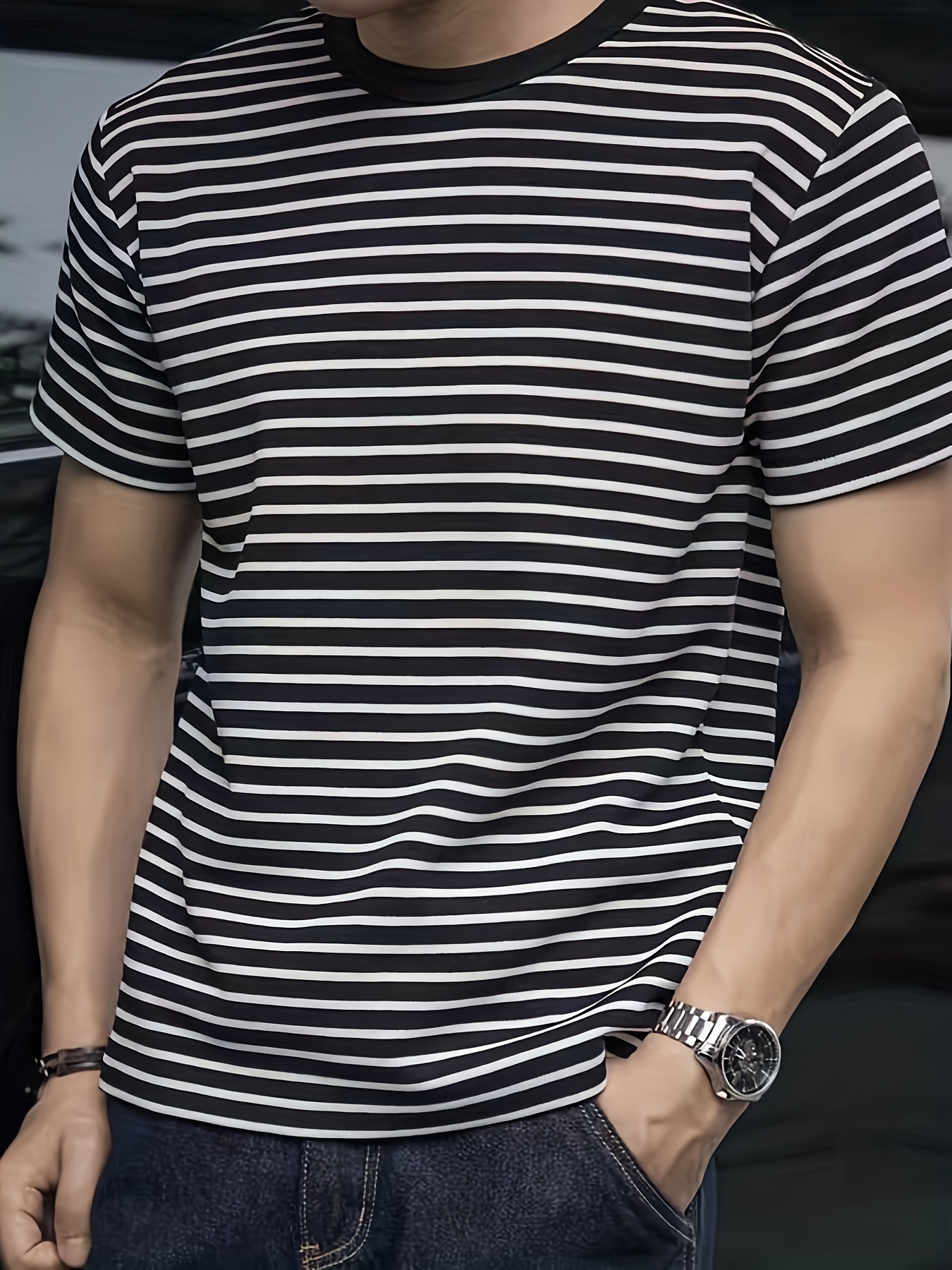 Men's Fashion Short Sleeve Striped T-Shirt