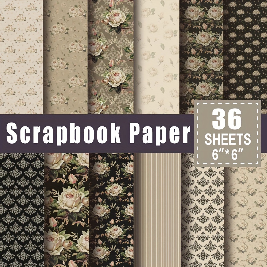 

36 Sheets Scrapbook Paper Pad In 6*6in, Art Craft Pattern Paper For Scrapingbook Craft Cardstock Paper, Diy Decorative Background Card Making Supplies Cold Flowers