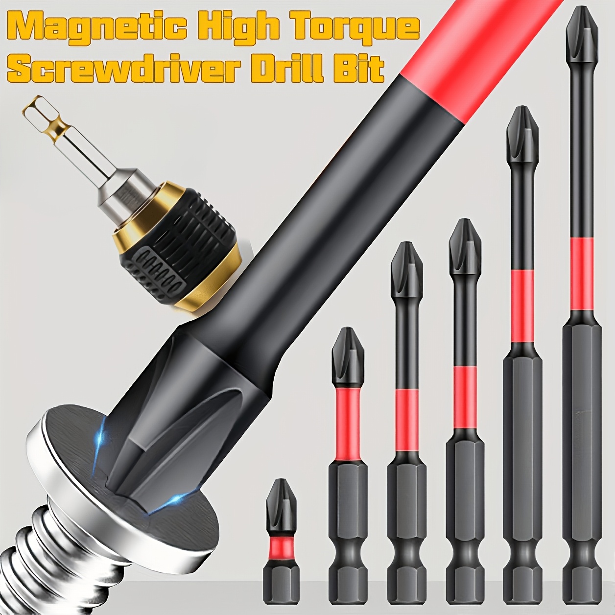 TEMU 7pcs Quick-release Chuck Adapter And Hex Shank Screwdriver Set, Hex Shank Self-locking Extension Bar Drill Bit, Hex Shank Electric Screwdriver