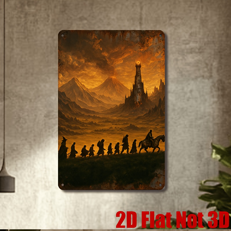 TEMU 2D Plat - 1pc 2D Plat, Thème Le Seigneur des Anneaux, Panneau Décoratif Métallique Style Rétro, Convient aux Salons , Cours, Garages et Autres