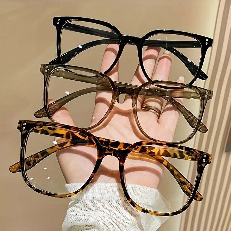 

3-pack Women' Frame Eyeglasses Set, 2024 New Fashionable Large Frames, Trendy , Slimming Travel Glasses, Pc Material, Anti-reflective Lenses, Casual Decorative Eyewear