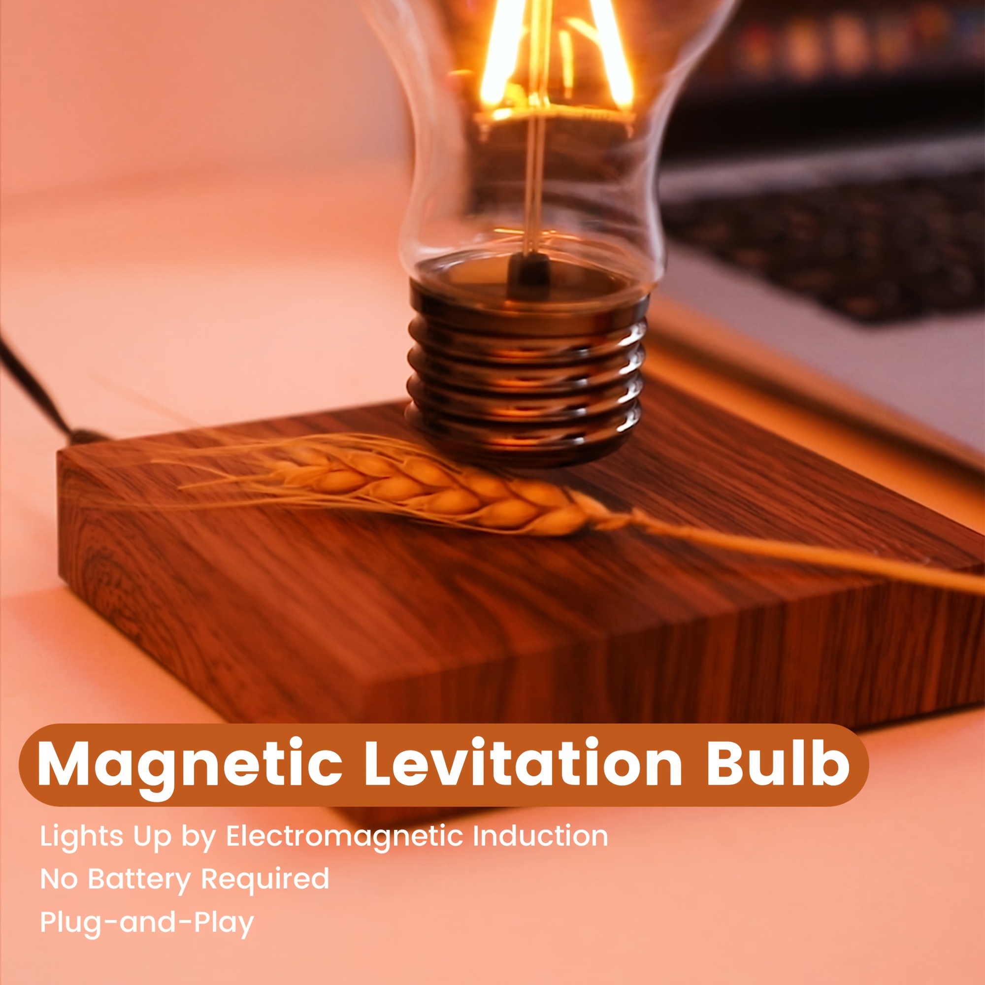 levitating light bulb magnetic floating levitation bulb lamp magnetic levitating decoration for room and office   gift for business and christmas details 8