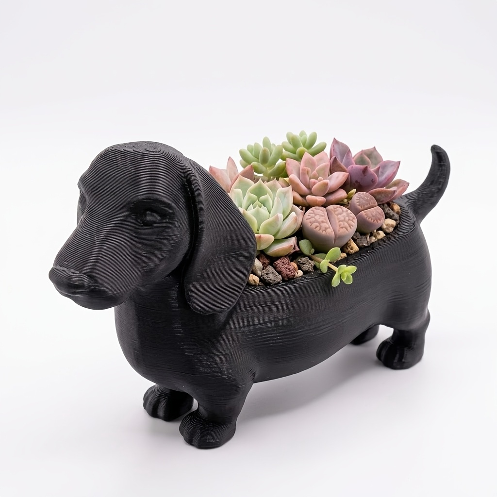 TEMU para suculentas con forma de perro Van adorable en 3D, elegante con forma de animal, decoración estética de moda para alféizar de ventana y