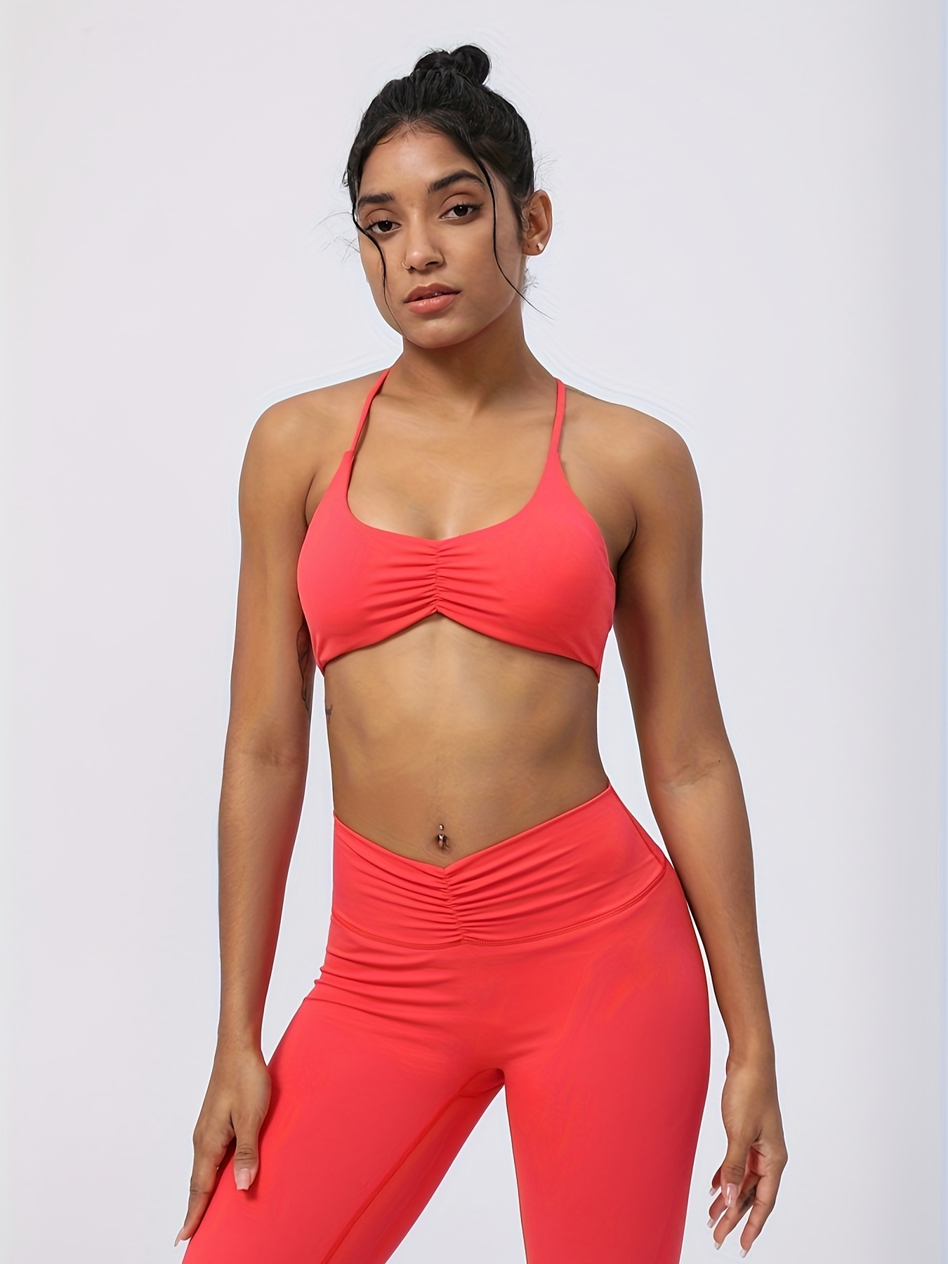  Yoga Sports Bra for Women Spaghetti Straps with Y-Back