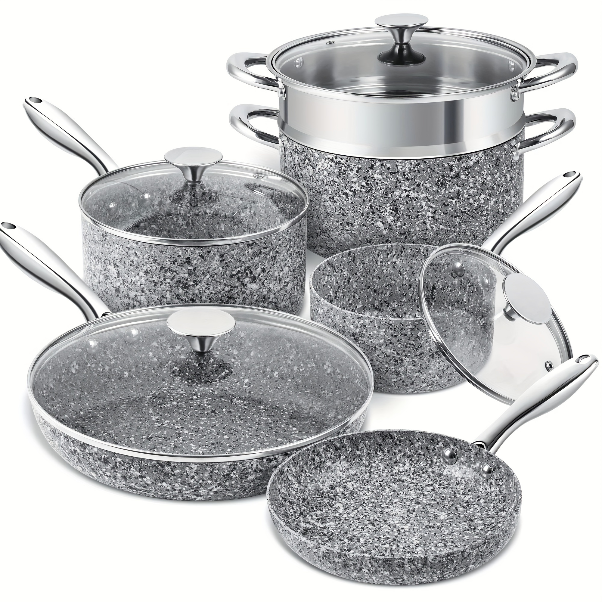 

Pots And Pans Set, Ultra Nonstick Kitchen Stone-derived Coating Cookware Set