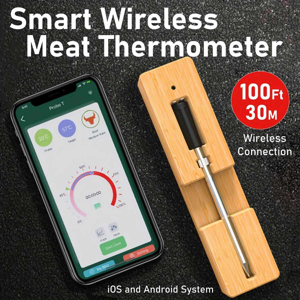 Thermomètre de cuisson sans fil pour cuisson toutes viandes, Thermomètres  et minuteurs