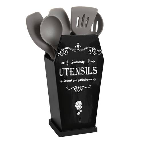 coffin utensil holder gothic kitchen storage large wooden stable utensil box multifunctional kitchen decor black