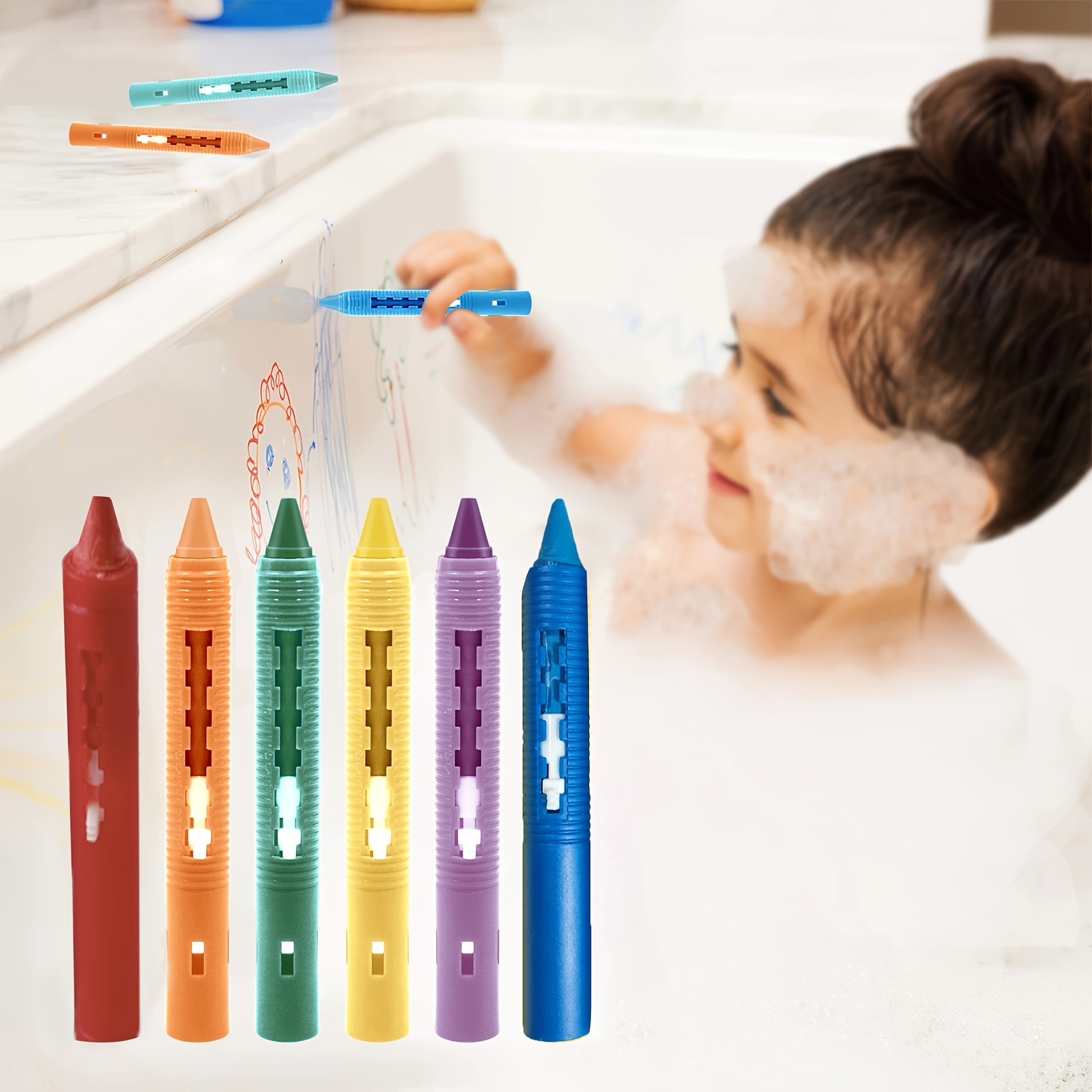 6pcs Bath Crayons Set, Bathtub Crayons Washable Easy Clean