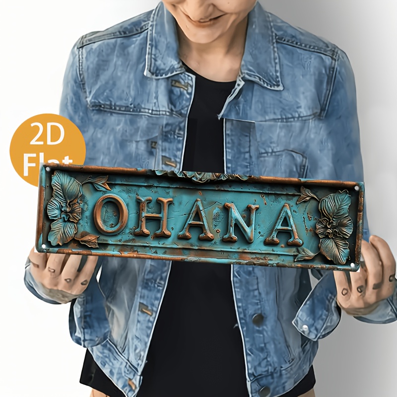 E-shop 2D Flach, Vintage Aluminium "" Schild - 40.64Cm X 10.16Cm Wanddeko mit Blumendesign, für Zuhause, Garten oder Außenbereiche, Ideales
